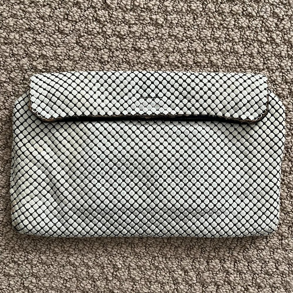 Bags by Josef 1950's Vintage white beaded + mesh clutch